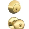 Dexter By Schlage Dexter® By Schlage® Stratus Bright Brass Entry Door Knob And Single Cylinder Door Deadbolt