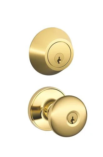 Dexter By Schlage Dexter® By Schlage® Stratus Bright Brass Entry Door Knob And Single Cylinder Door Deadbolt 1 Dexter By Schlage Dexter® By Schlage® Stratus Bright Brass Entry Door Knob And Single Cylinder Door Deadbolt