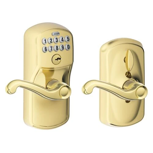 Schlage® Flair Bright Brass Electronic Keyless Flexlock Entry Door Lever 3 Schlage® Flair Bright Brass Electronic Keyless Flexlock Entry Door Lever - Image 3