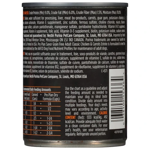 Purina Pro Plan Purina® Pro Plan® Savor® Grain-Free Classic Chicken & Carrots Wet Dog Food - 13 Oz 2 Purina Pro Plan Purina® Pro Plan® Savor® Grain-Free Classic Chicken & Carrots Wet Dog Food - 13 Oz - Image 2