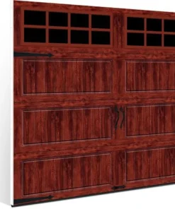 Ideal Door® Designer 9' X 7' Oak Dark Insulated Garage Door With Windows (R-Value 6.5) -Doors, Windows & Millwork Sales 425 4836 angle