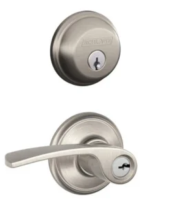 Schlage® Merano Satin Nickel Entry Door Lever And Single Cylinder Door Deadbolt -Doors, Windows & Millwork Sales 4402992 Schlage P LF 1