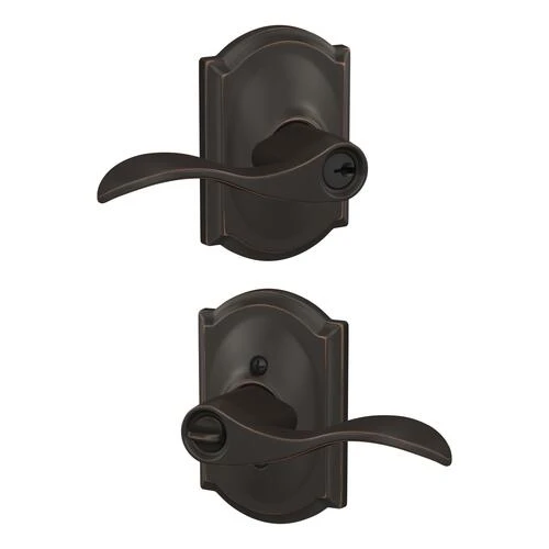 Schlage® Accent Aged Bronze Entry Door Lever With Camelot Trim 1 Schlage® Accent Aged Bronze Entry Door Lever With Camelot Trim