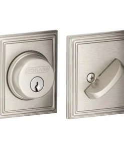 Schlage® Satin Nickel Single Cylinder Entry Door Deadbolt With Addison Trim -Doors, Windows & Millwork Sales 4404650 LS
