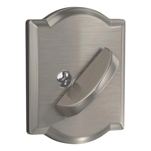 Schlage® Satin Nickel Single Cylinder Entry Door Deadbolt With Camelot Trim 4 Schlage® Satin Nickel Single Cylinder Entry Door Deadbolt With Camelot Trim - Image 4