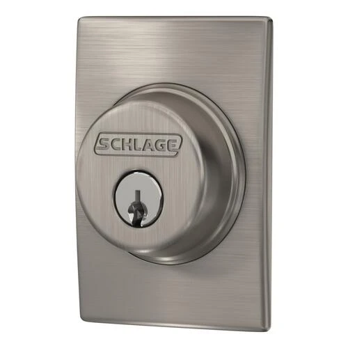Schlage® Satin Nickel Single Cylinder Entry Door Deadbolt With Century Trim 2 Schlage® Satin Nickel Single Cylinder Entry Door Deadbolt With Century Trim - Image 2