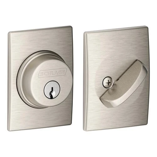 Schlage® Satin Nickel Single Cylinder Entry Door Deadbolt With Century Trim 5 Schlage® Satin Nickel Single Cylinder Entry Door Deadbolt With Century Trim - Image 5