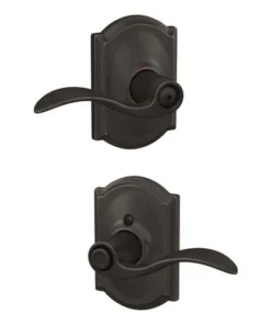 Schlage® Accent Aged Bronze Bed & Bath Privacy Door Lever With Camelot Trim -Doors, Windows & Millwork Sales 4404688 LS