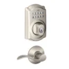 Schlage® Accent Satin Nickel Door Lever With Camelot Trim And Keypad Door Deadbolt
