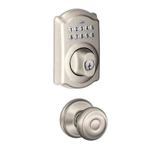 Schlage® Georgian Satin Nickel Door Knob With Camelot Trim And Keypad Door Deadbolt 1 Schlage® Georgian Satin Nickel Door Knob With Camelot Trim And Keypad Door Deadbolt