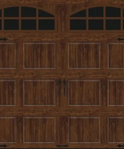Ideal Door® Designer 8' X 7' Oak Walnut Insulated Garage Door With Windows (R-Value 9)