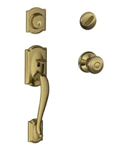 Schlage® Camelot Antique Brass Entry Door Knob Handleset And Single Cylinder Door Deadbolt