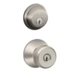 Schlage® Bowery Satin Nickel Entry Door Knob And Single Cylinder Door Deadbolt