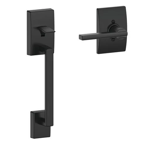 Schlage® Century Matte Black Lower Half Door Handleset And Latitude Door Lever With Century Trim 1 Schlage® Century Matte Black Lower Half Door Handleset And Latitude Door Lever With Century Trim