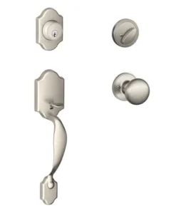 Dexter By Schlage Dexter® By Schlage® Paris Satin Nickel Entry Door Knob Handleset And Single Cylinder Door Deadbolt
