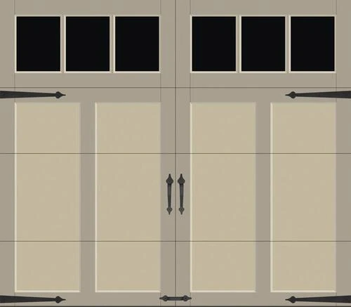 Ideal Door® Premium Handcrafted 8' X 7' Desert Tan / ST Overlays Insulated Garage Door With Windows (R-Value 6.5) 1 Ideal Door® Premium Handcrafted 8' X 7' Desert Tan / ST Overlays Insulated Garage Door With Windows (R-Value 6.5)