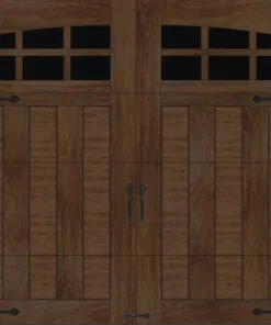 Ideal Door® Premium Handcrafted 8' X 7' Walnut Finish Insulated Garage Door With Windows (R-Value 18.4)