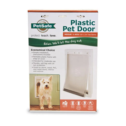 PetSafe® 8.12" X 12.25" Medium Premium White Plastic Pet Door 1 PetSafe® 8.12" X 12.25" Medium Premium White Plastic Pet Door